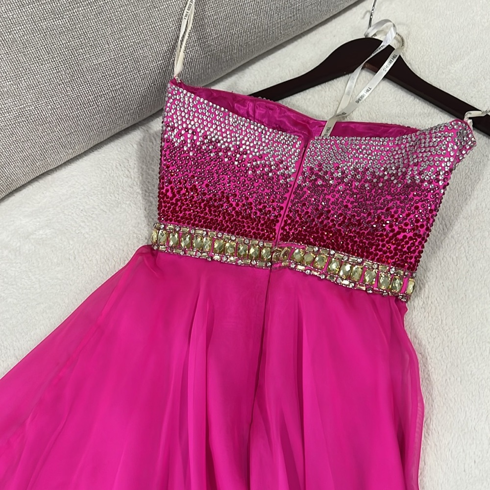 Sherri Hill Strapless Pink and Gold Dress - Picture 3 of 4